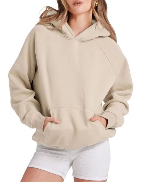 Women Hoodies Fleece Oversized Sweatshirt Drop Shoulder Long Sleeve Athletic Workout Pullover Y2K Clothes