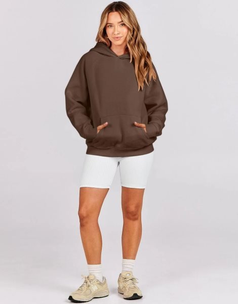 Women Hoodies Fleece Oversized Sweatshirt Drop Shoulder Long Sleeve Athletic Workout Pullover Y2K Clothes