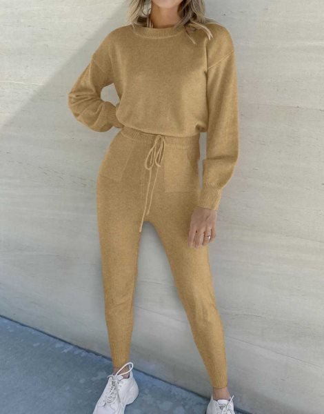 Women's Two Piece Outfits Sweater Sets Pullover and Drawstring Pants Lounge Sets