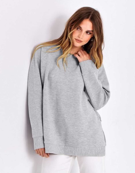 Women's Sweatshirts Long Sleeve Tunic Tops Crew Neck Soft Pullover With Side Zipper Shirt Clothes 2023