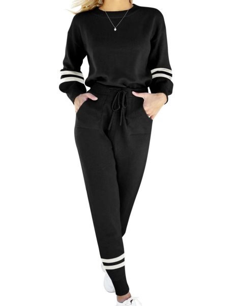 Women's Two Piece Outfits Sweater Sets Pullover and Drawstring Pants Lounge Sets