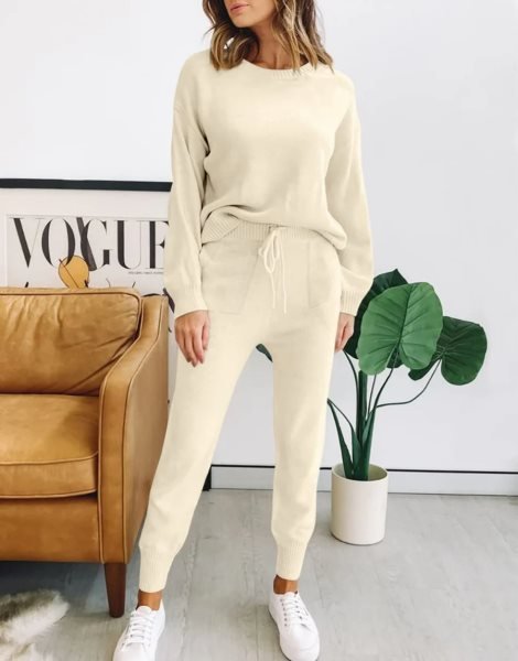 Women's Two Piece Outfits Sweater Sets Pullover and Drawstring Pants Lounge Sets