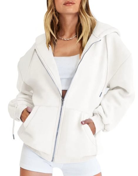 Women's Oversized Zip Up Hoodies Sweatshirts Y2K Clothes Teen Girl Fall Casual Drawstring Jackets with Pockets