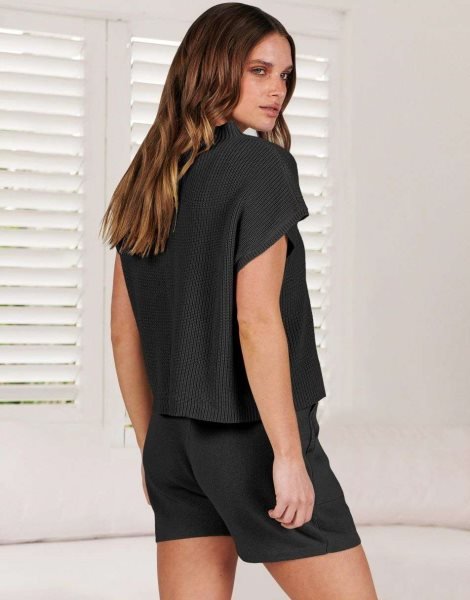 Women's Two Piece Outfits Sweater Short Sets Knit Pullover Tops and Shorts Lounge Set Tracksuit