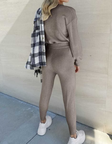 Women's Two Piece Outfits Sweater Sets Pullover and Drawstring Pants Lounge Sets