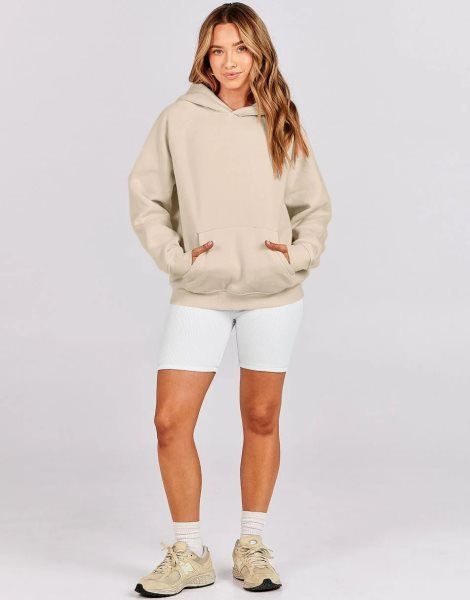 Women Hoodies Fleece Oversized Sweatshirt Drop Shoulder Long Sleeve Athletic Workout Pullover Y2K Clothes