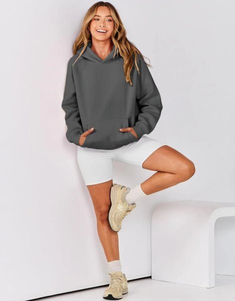 Women Hoodies Fleece Oversized Sweatshirt Drop Shoulder Long Sleeve Athletic Workout Pullover Y2K Clothes