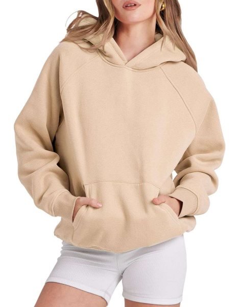 Women Hoodies Fleece Oversized Sweatshirt Drop Shoulder Long Sleeve Athletic Workout Pullover Y2K Clothes