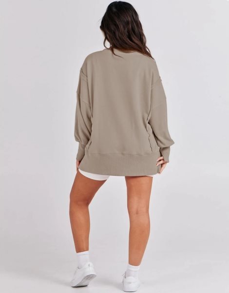 Women's Oversized Sweatshirt Crew Neck Long Sleeve Casual Slit Sloucthy Pullover Top Fall Clothes