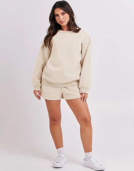 Women 2 Piece Outfits Sweatsuit Oversized Sweatshirt & Lounge Shorts 2023 Casual Cozy Pajamas Tracksuit Set