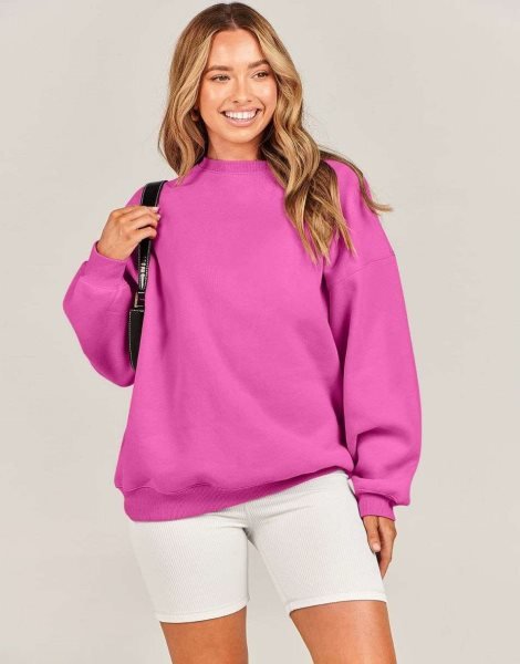 Oversized Sweatshirt for Women Fleece Long Sleeve Crewneck Casual Pullover Top Fall 2023 Trendy Clothes