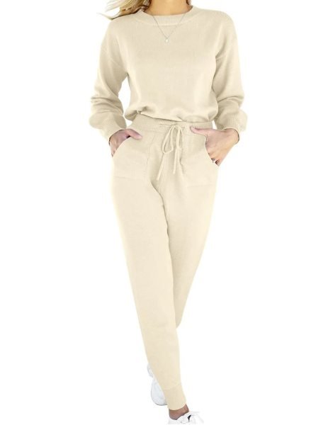 Women's Two Piece Outfits Sweater Sets Pullover and Drawstring Pants Lounge Sets