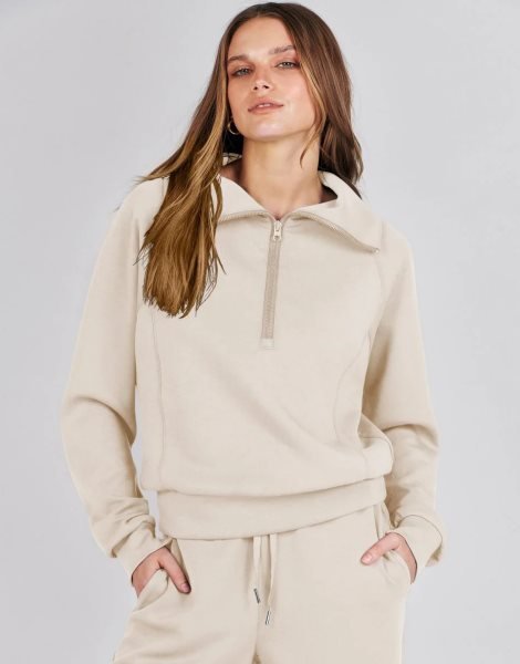 Women 2 Piece Outfits Sweatsuit Set 2023 Fall Oversized Half Zip Sweatshirt Wide Leg Sweatpant Lounge Set Tracksuit