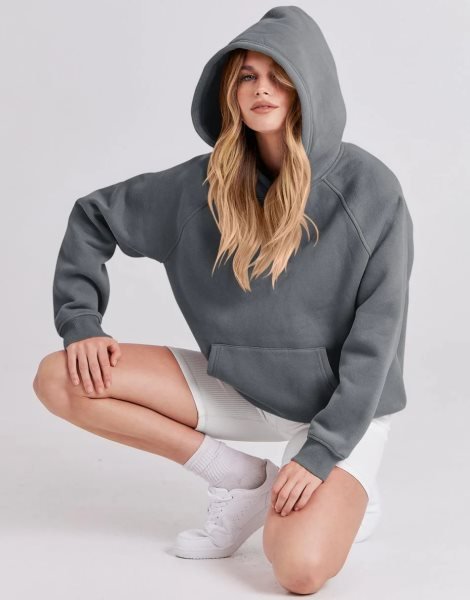 Women Hoodies Fleece Oversized Sweatshirt Drop Shoulder Long Sleeve Athletic Workout Pullover Y2K Clothes