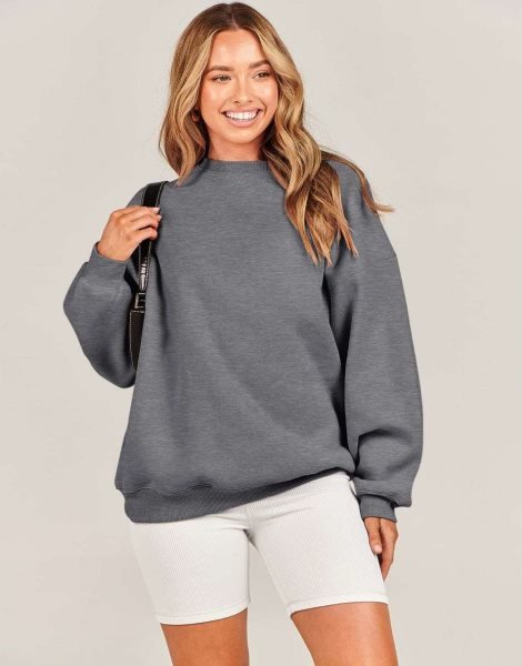 Oversized Sweatshirt for Women Fleece Long Sleeve Crewneck Casual Pullover Top Fall 2023 Trendy Clothes