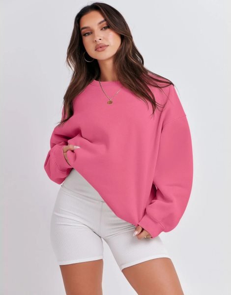 Women's Long Sleeve Sweatshirt Casual Crewneck Loose Fit Pullover Hoodie Fleece Fall Tops