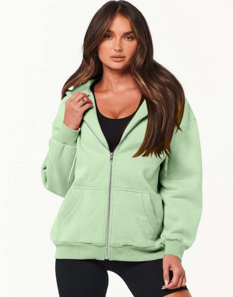 Women's Oversized Zip Up Hoodies Sweatshirts Y2K Clothes Teen Girl Fall Casual Drawstring Jackets with Pockets
