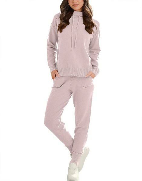 Women's Two Piece Outfits Long Sleeve Turtleneck Pullover Top & Drawstring Pants Sweatsuit Lounge Set