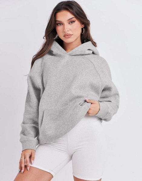 Women Hoodies Fleece Oversized Sweatshirt Drop Shoulder Long Sleeve Athletic Workout Pullover Y2K Clothes