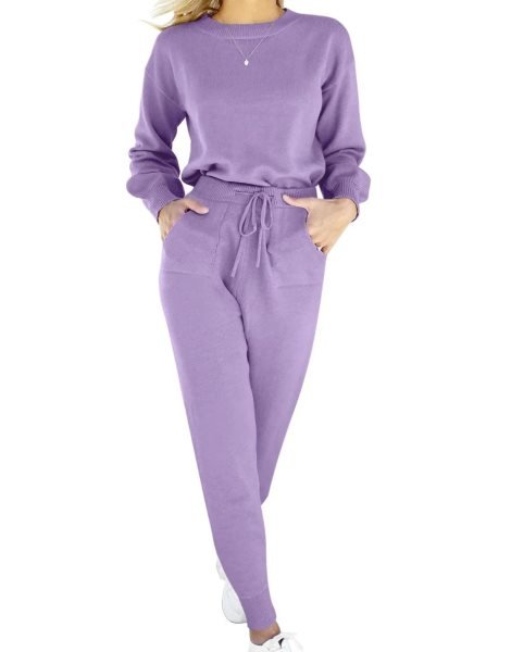 Women's Two Piece Outfits Sweater Sets Pullover and Drawstring Pants Lounge Sets
