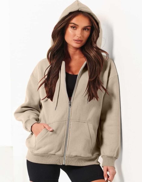 Women's Oversized Zip Up Hoodies Sweatshirts Y2K Clothes Teen Girl Fall Casual Drawstring Jackets with Pockets