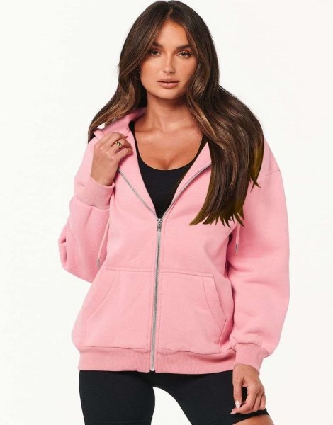 Women's Oversized Zip Up Hoodies Sweatshirts Y2K Clothes Teen Girl Fall Casual Drawstring Jackets with Pockets