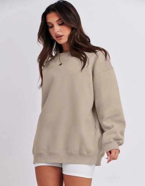 Oversized Sweatshirt for Women Fleece Long Sleeve Crewneck Casual Pullover Top Fall 2023 Trendy Clothes