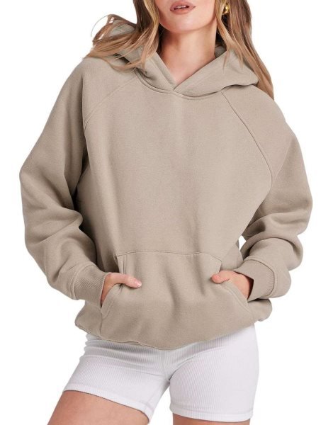 Women Hoodies Fleece Oversized Sweatshirt Drop Shoulder Long Sleeve Athletic Workout Pullover Y2K Clothes