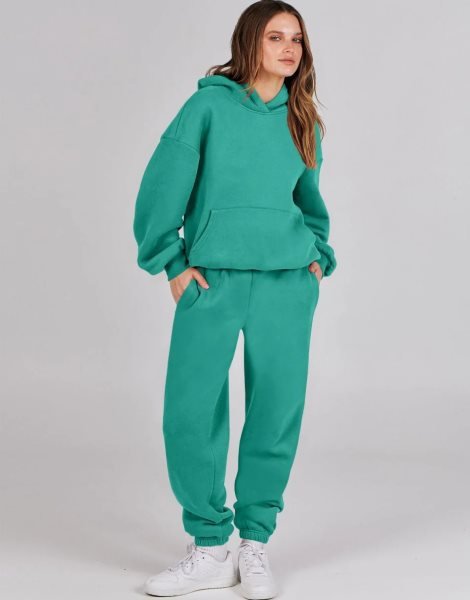 Women 2 Piece Outfits Hoodie Sweatshirt Tracksuit & Oversized Jogger Sweatpants Y2K Sweatsuit Set