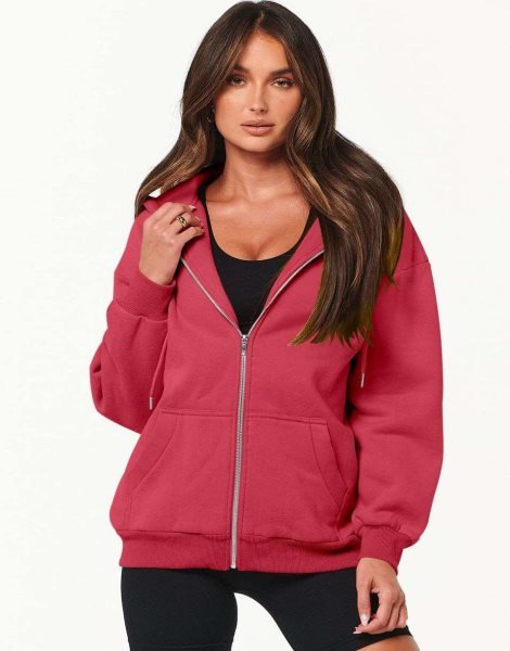 Women's Oversized Zip Up Hoodies Sweatshirts Y2K Clothes Teen Girl Fall Casual Drawstring Jackets with Pockets