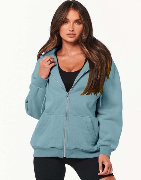 Women's Oversized Zip Up Hoodies Sweatshirts Y2K Clothes Teen Girl Fall Casual Drawstring Jackets with Pockets