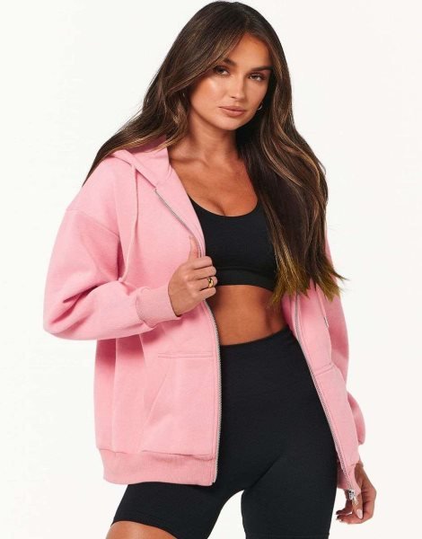 Women's Oversized Zip Up Hoodies Sweatshirts Y2K Clothes Teen Girl Fall Casual Drawstring Jackets with Pockets