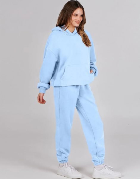 Women 2 Piece Outfits Hoodie Sweatshirt Tracksuit & Oversized Jogger Sweatpants Y2K Sweatsuit Set