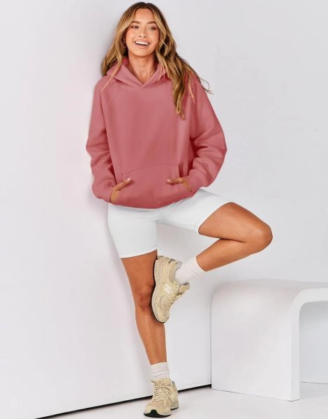 Women Hoodies Fleece Oversized Sweatshirt Drop Shoulder Long Sleeve Athletic Workout Pullover Y2K Clothes