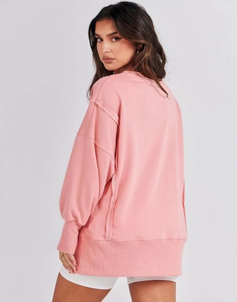 Women's Oversized Sweatshirt Crew Neck Long Sleeve Casual Slit Sloucthy Pullover Top Fall Clothes