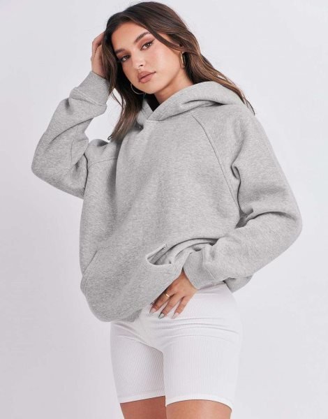 Women Hoodies Fleece Oversized Sweatshirt Drop Shoulder Long Sleeve Athletic Workout Pullover Y2K Clothes