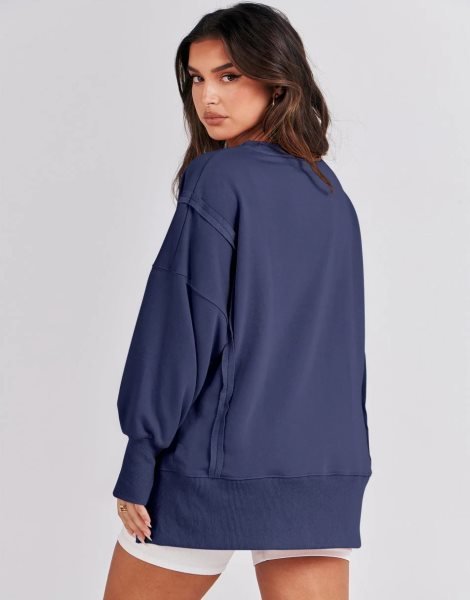 Women's Oversized Sweatshirt Crew Neck Long Sleeve Casual Slit Sloucthy Pullover Top Fall Clothes