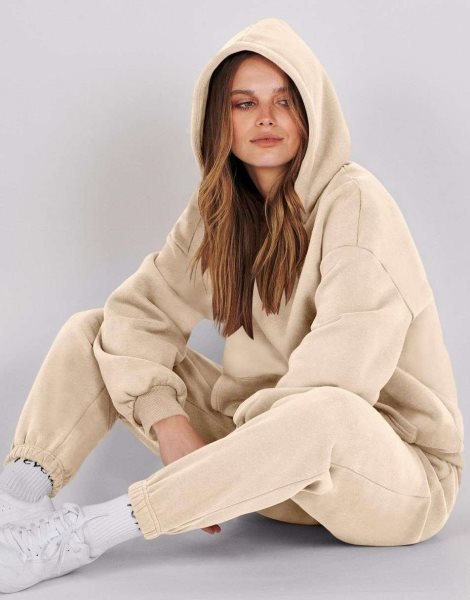 Women 2 Piece Outfits Hoodie Sweatshirt Tracksuit & Oversized Jogger Sweatpants Y2K Sweatsuit Set