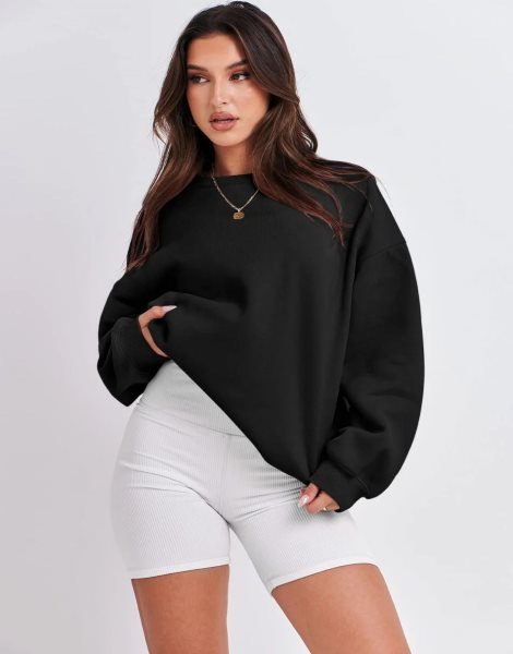 Oversized Sweatshirt for Women Fleece Long Sleeve Crewneck Casual Pullover Top Fall 2023 Trendy Clothes