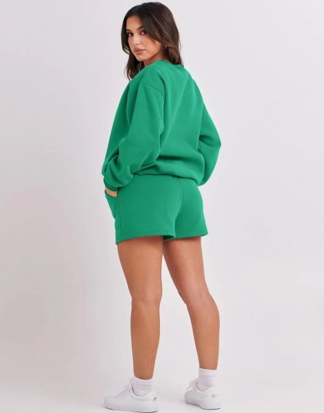 Women 2 Piece Outfits Sweatsuit Oversized Sweatshirt & Lounge Shorts 2023 Casual Cozy Pajamas Tracksuit Set