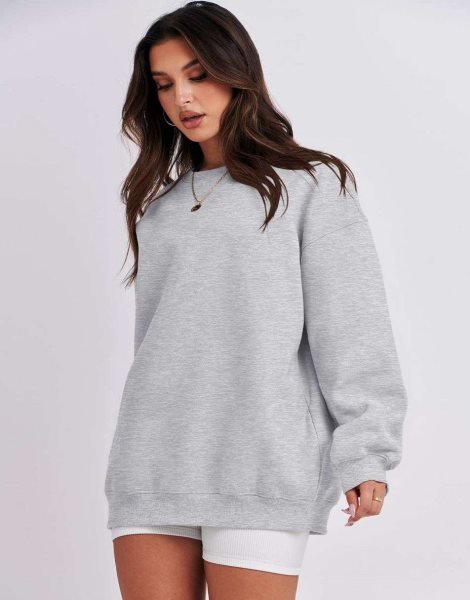 Oversized Sweatshirt for Women Fleece Long Sleeve Crewneck Casual Pullover Top Fall 2023 Trendy Clothes