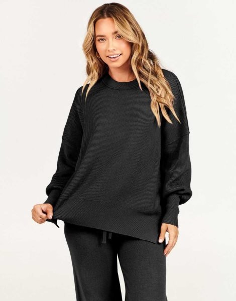 Women 2 Piece Outfits Sweatsuit Oversized Sweater Set & Wide Leg Pants Fall Chunky Lounge Set