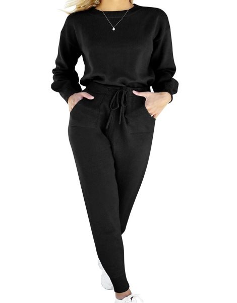 Women's Two Piece Outfits Sweater Sets Pullover and Drawstring Pants Lounge Sets