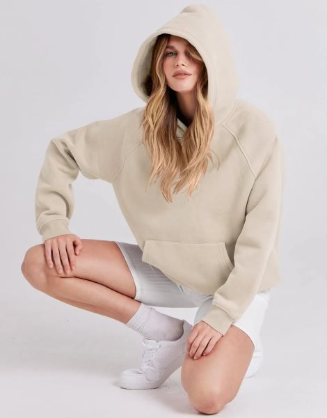Women Hoodies Fleece Oversized Sweatshirt Drop Shoulder Long Sleeve Athletic Workout Pullover Y2K Clothes