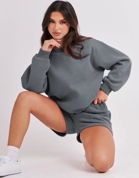 Women 2 Piece Outfits Sweatsuit Oversized Sweatshirt & Lounge Shorts 2023 Casual Cozy Pajamas Tracksuit Set