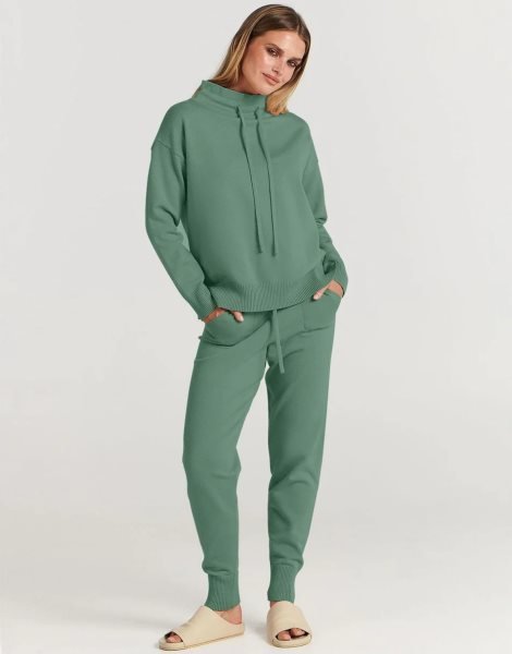 Women's Two Piece Outfits Long Sleeve Turtleneck Pullover Top & Drawstring Pants Sweatsuit Lounge Set