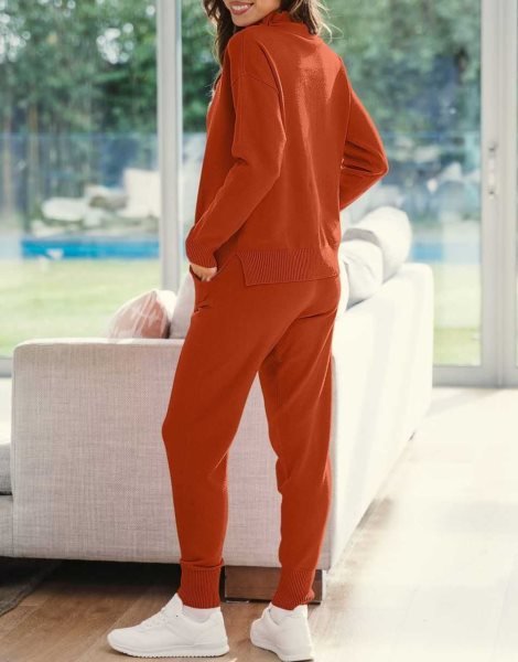 Women's Two Piece Outfits Long Sleeve Turtleneck Pullover Top & Drawstring Pants Sweatsuit Lounge Set
