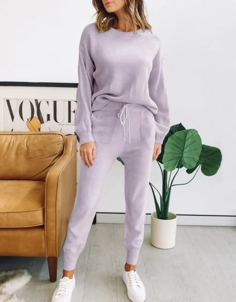 Women's Two Piece Outfits Sweater Sets Pullover and Drawstring Pants Lounge Sets
