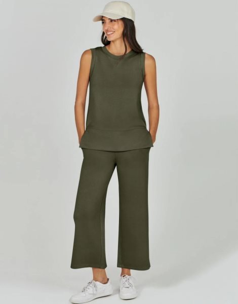 Women's 2 Piece Sets Summer Outfits Sleeveless Wide Leg Tracksuits Casual Sweat Sets Lounge Sweatsuits
