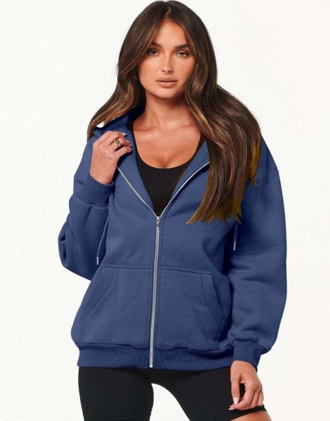 Women's Oversized Zip Up Hoodies Sweatshirts Y2K Clothes Teen Girl Fall Casual Drawstring Jackets with Pockets